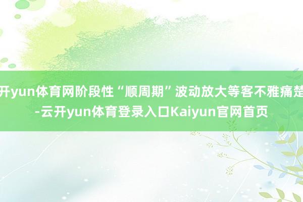 开yun体育网阶段性“顺周期”波动放大等客不雅痛楚-云开yun体育登录入口Kaiyun官网首页