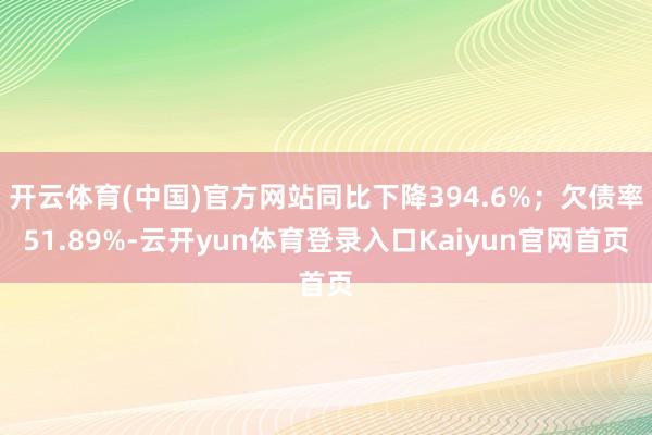 开云体育(中国)官方网站同比下降394.6%;欠债率51.89%-云开yun体育登录入口Kaiyun官网首页