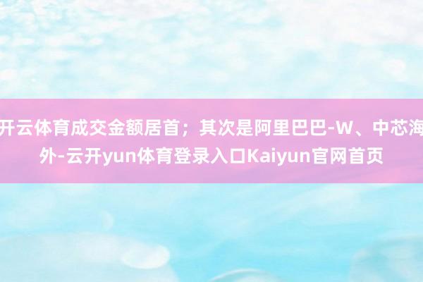 开云体育成交金额居首;其次是阿里巴巴-W、中芯海外-云开yun体育登录入口Kaiyun官网首页