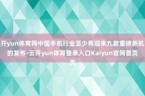 开yun体育网中国手机行业至少将迎来九款重磅新机的发布-云开yun体育登录入口Kaiyun官网首页